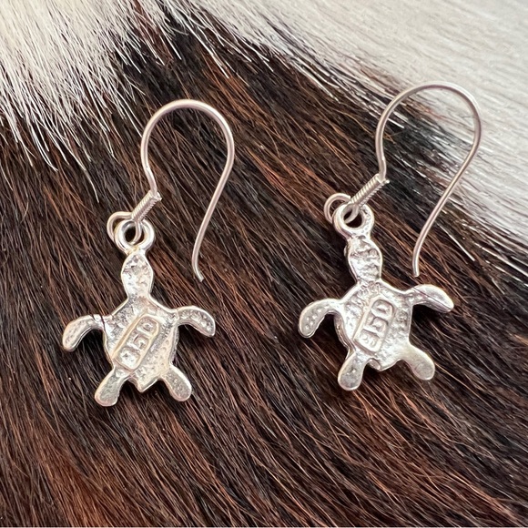 ❤️ Orange Opal Turtle TAXCO 950 Sterling Silver Earrings 1.11”L x .56”W - Picture 5 of 11